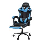 Artiss 2 Point Massage Gaming Office Chair Footrest (Cyan Blue)