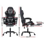 Artiss 2 Point Massage Gaming Office Chair Footrest (Grey) - Image 2
