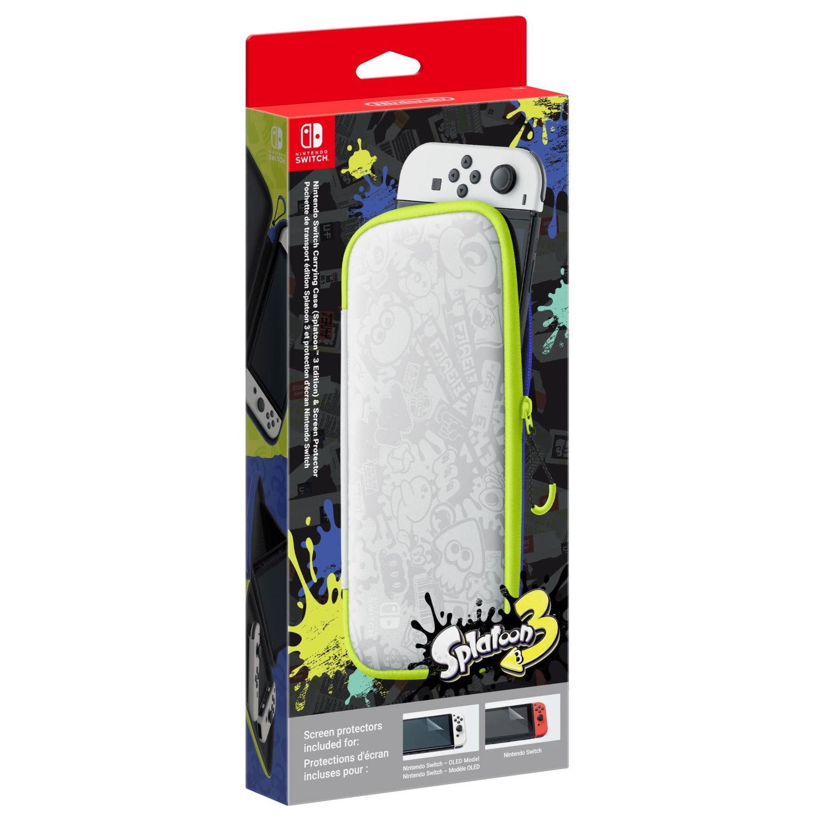 595012-Product-0-I-637927881782336938_4a3369a3-3fb4-4570-82c9-b4f94f0fc8e9.jpg Nintendo Switch Carrying Case (Splatoon 3 Edition) & Screen Protector - Image 1