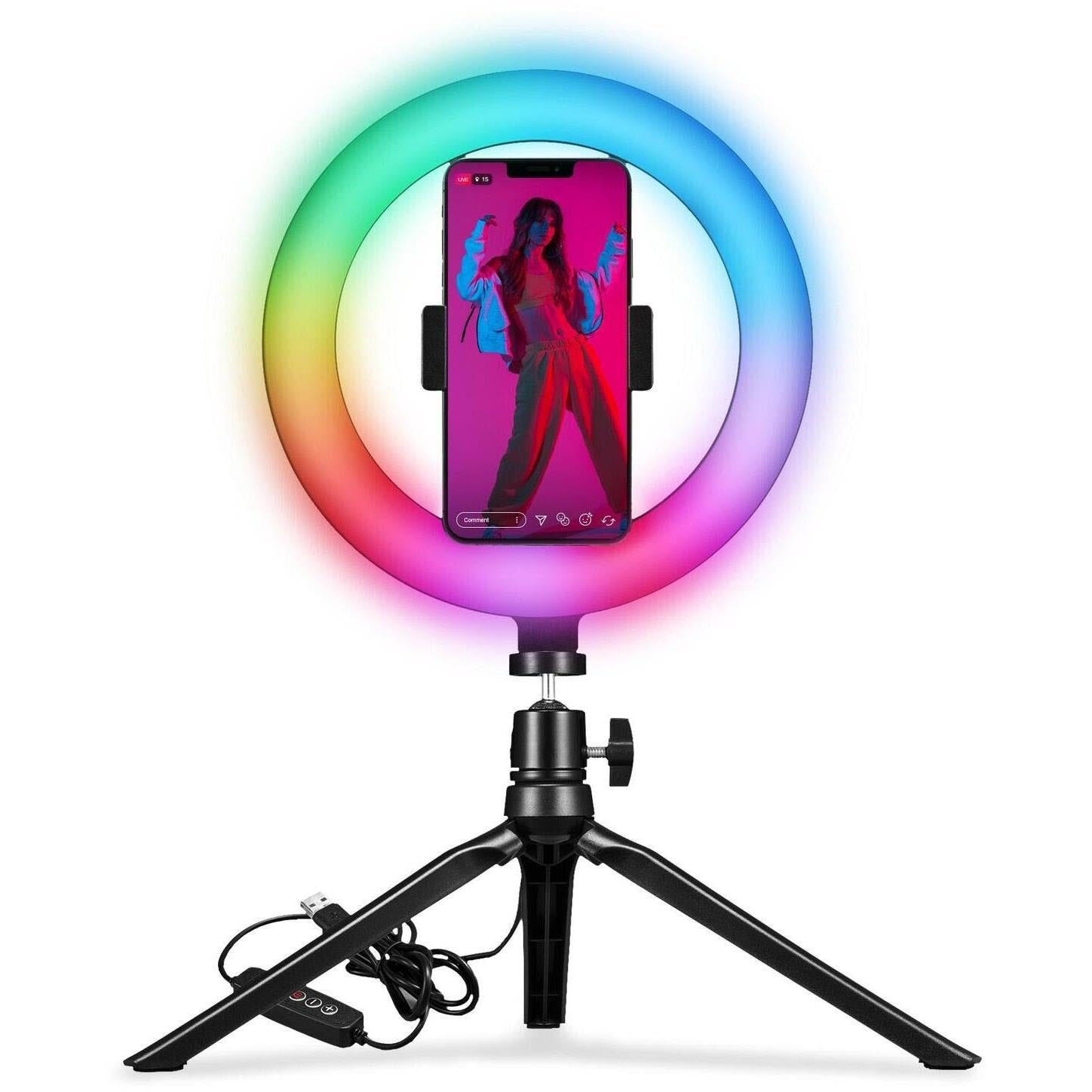 609907-Product-0-I-638016239840471894.jpg Celly RGB 8" Ring Light - Image 1