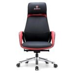 Eureka SERENE Napa Leather Executive Office Chair (Black/Red)