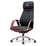 Eureka SERENE Napa Leather Executive Office Chair (Black/Red) - Image 2