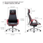 Eureka SERENE Napa Leather Executive Office Chair (Black/Red) - Image 11