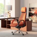 Eureka SERENE Napa Leather Executive Office Chair (Orange/Red) - Image 12