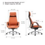 Eureka SERENE Napa Leather Executive Office Chair (Orange/Red) - Image 14