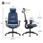 Eureka Skylar Modern Mesh Office Chair (Blue) - Image 9