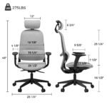Eureka Skylar Modern Mesh Office Chair (Grey) - Image 9