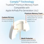Comply Headphone Ear Tips for AirPods Pro 1 & 2 Gen (White) [Medium] - Image 9