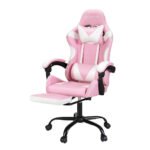 Artiss 2 Point Massage Gaming Office Chair Footrest (Pink)