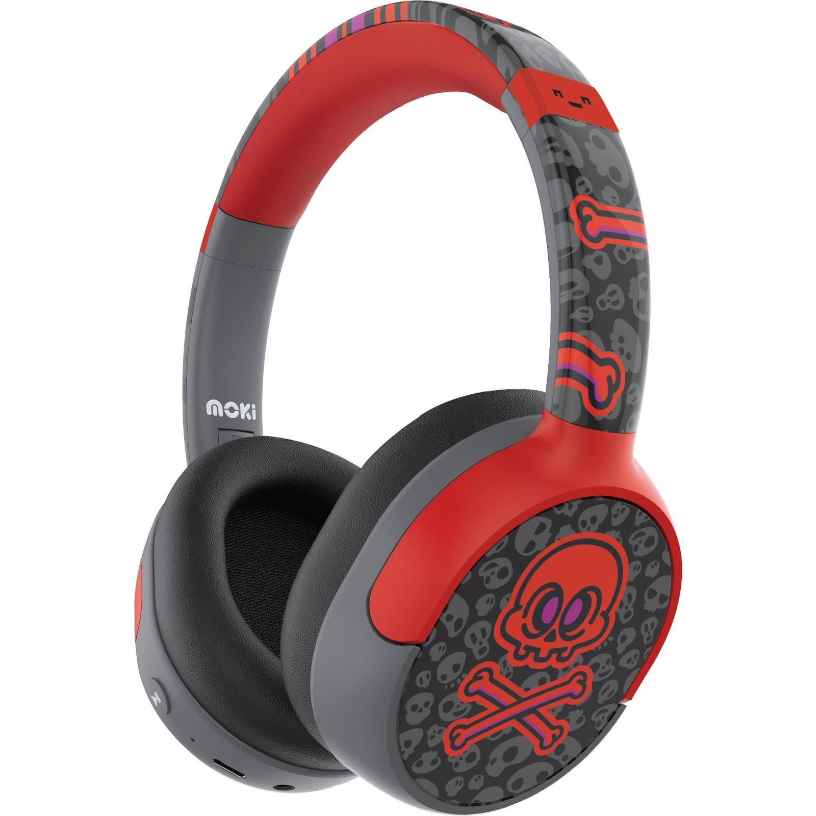 903068-Product-0-I-639191570404122879.jpg Moki Super Pop Wireless Kids Headphones (Skulls) - Image 1