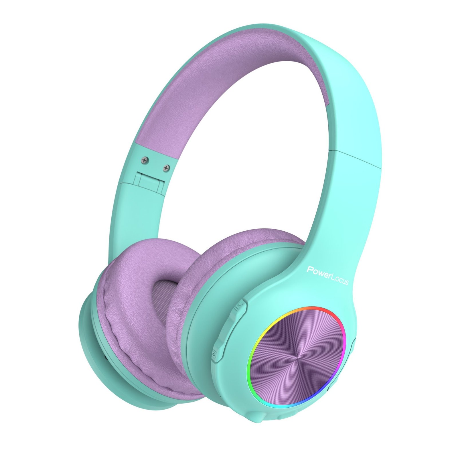 9501c91e8cdf45a089be23b6a3492993.jpg PowerLocus PLED Kids Bluetooth Headphone (Teal/Purple) - Image 1