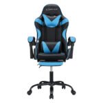 Artiss 2 Point Massage Gaming Office Chair Footrest (Cyan Blue) - Image 3