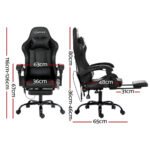 Artiss 6 Point Massage Gaming Office Chair Footrest (Black) - Image 2