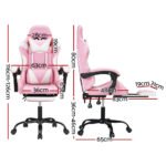 Artiss 2 Point Massage Gaming Office Chair Footrest (Pink) - Image 2