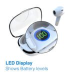 Laser TWS Earbuds with LED Display (White) - Image 2