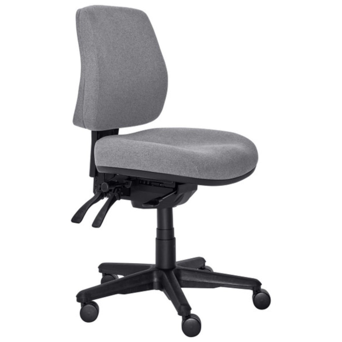 c311b461b8c445bcb2b2243475e484c4.jpg Buro Roma 3 Lever Mid Back With Seat Slide Without Arms Safetex Smoke - Image 1