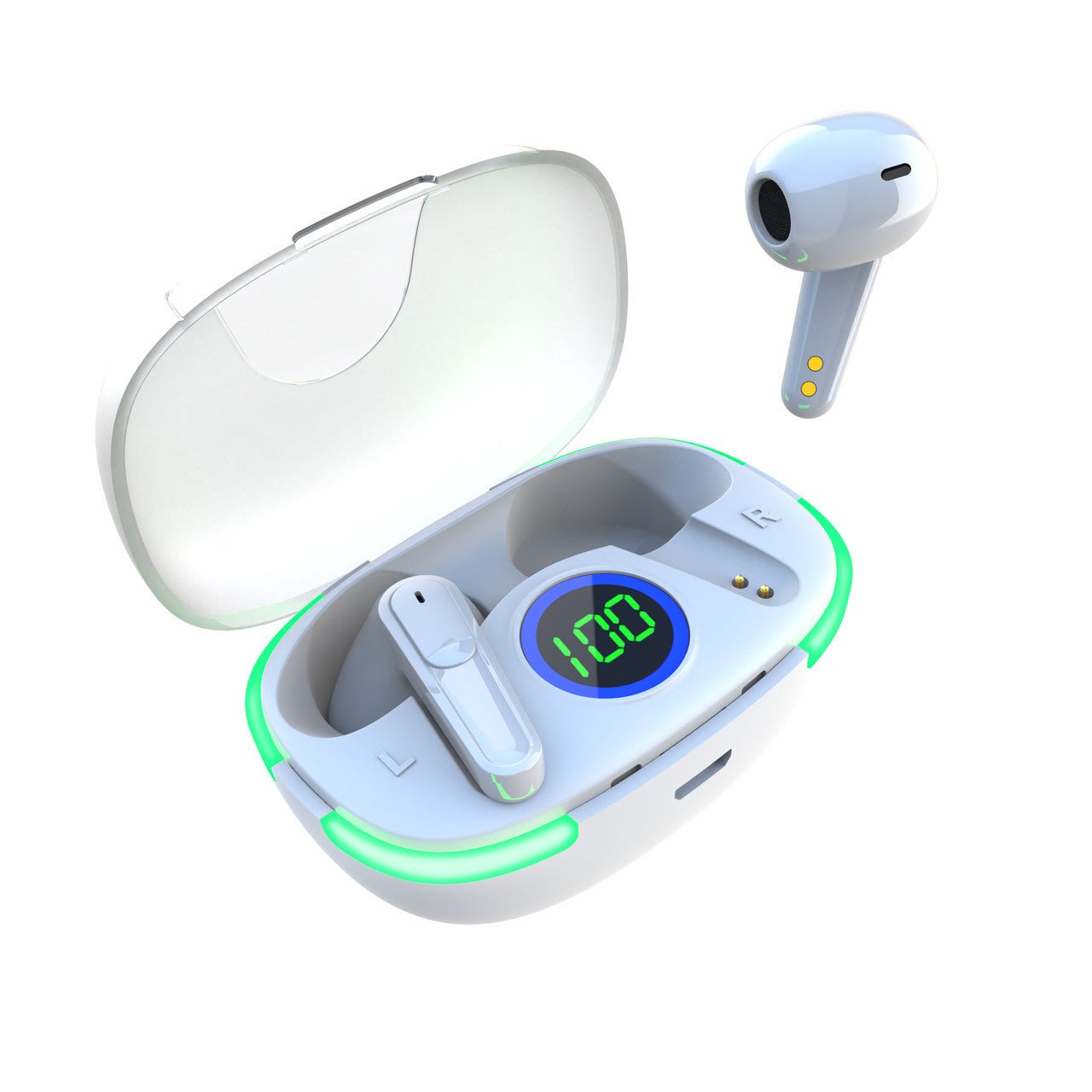 cffcdeb453254932aaeb9f67830477fe.jpg Laser TWS Earearearbuds with LED Display (White) - Image 1