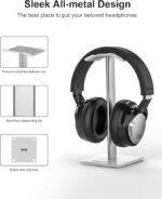 New Bee Headphone Stand with Aluminum Support Bar (Silver) - Image 3