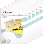 Rexel 100-Piece A5 75 Micron Gloss Laminating Pouches