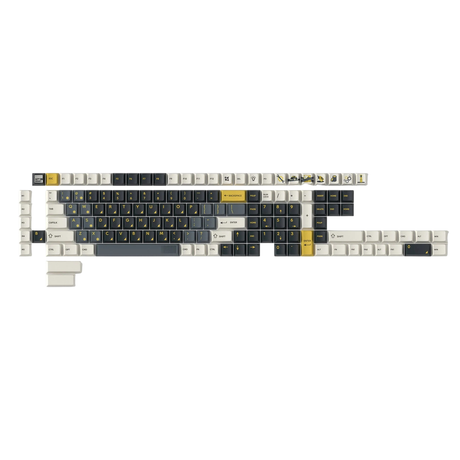 2bf5d4bcc754427d8ea6546b5a2d65f9.png Keychron Cherry Profile Dye-Sub PBT Full Keycap Set (Retro Garage) - Image 1