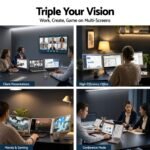 Devanti Triple Portable Monitor Laptop Screen Extender 15.6" Dual Display FHD IPS - Image 8