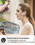 New Bee Bluetooth Handsfree Earpiece with Noise-Canceling Mic (White) - Image 2