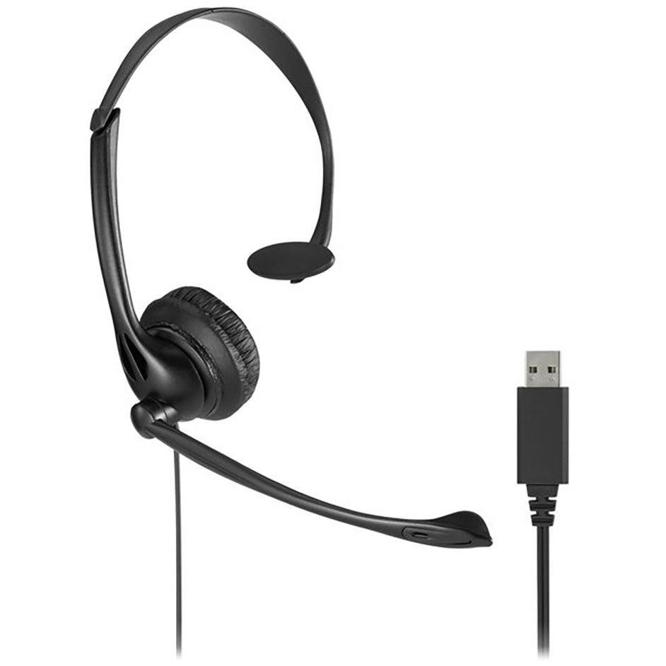641cb85fa0274f86b3a16a6de3fd3480.jpg KENSINGTON Headset USB-A Mono with Mic and Volume Control Black - Image 1