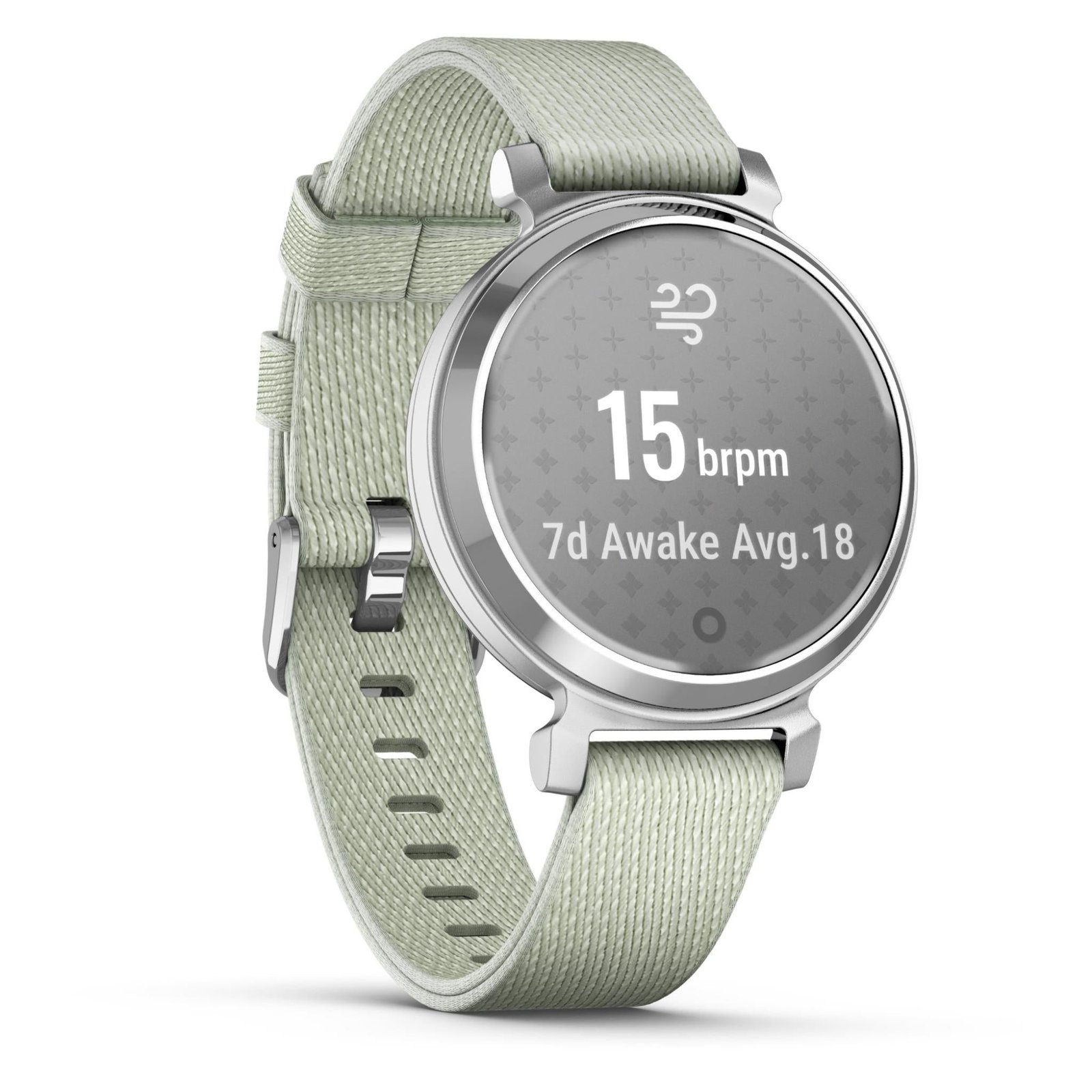 Garmin Lily® 2 Classic, Silver with Sage Grey Fabric Band 1 Garmin Lily® 2 Classic, Silver with Sage Grey Fabric Band