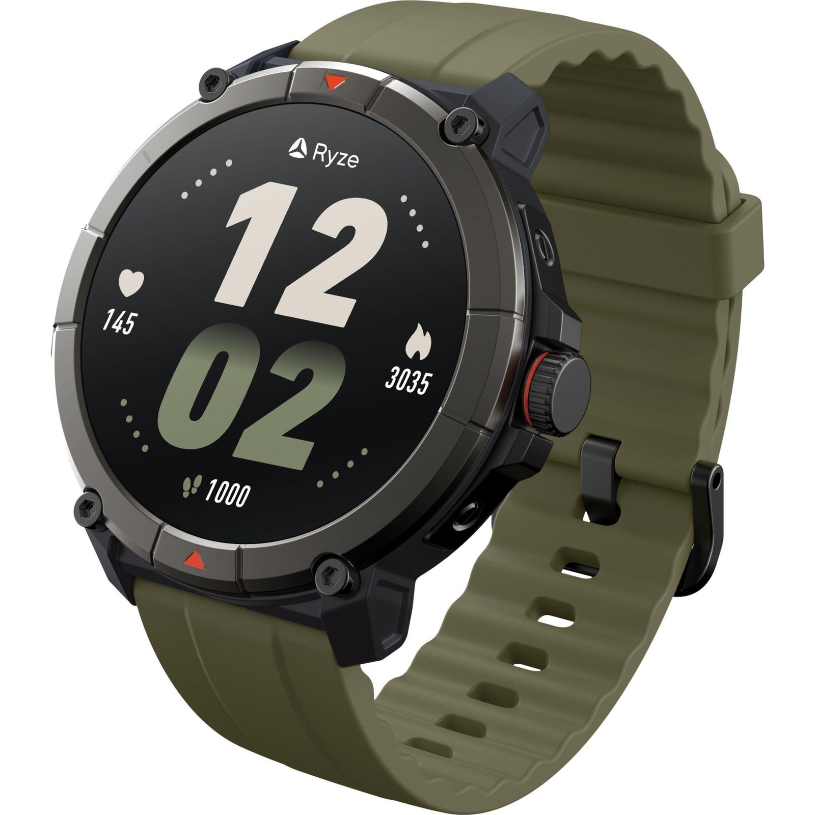 678228-Product-0-I-638439801603131093_67bd0c76-961c-448a-a8cf-261f23d468a4.jpg Ryze Trek Smart Watch GPS (Olive/Black) - Image 1