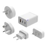 Laser 65W GaN USB Wall Charger with 4 International Plug Adaptors (White)
