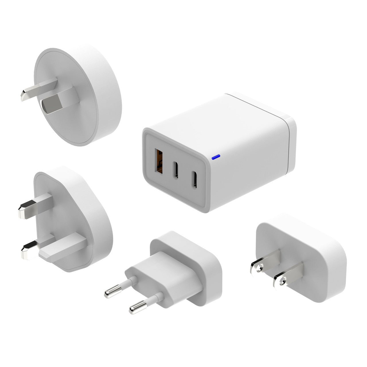 6c7b09b691954a5a8ac3137e95507552_e4b40e01-dffd-4259-bdf9-1b8829605b5f.jpg Laser 65W GaN USB Wall Charger with 4 International Plug Adaptors (White) - Image 1