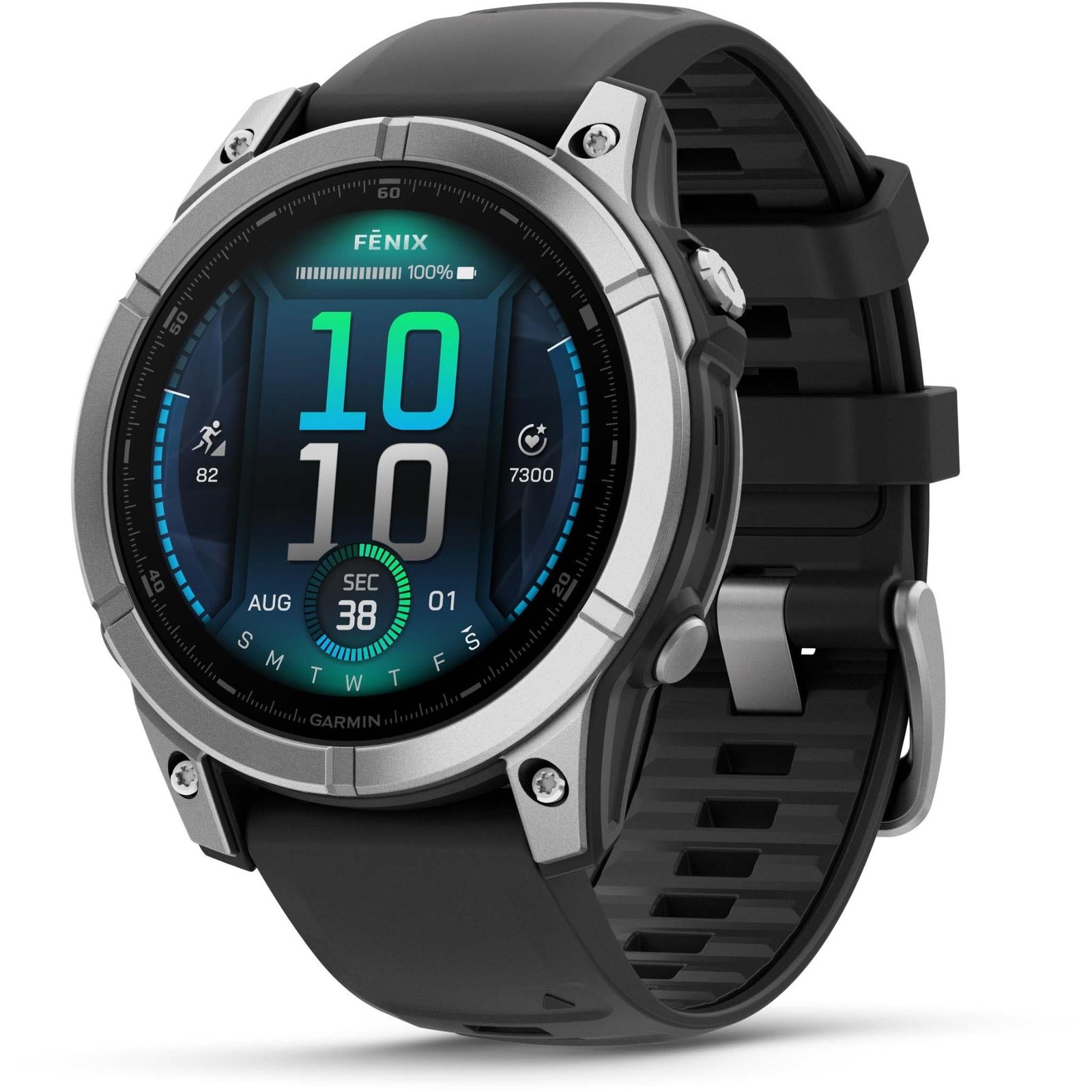 781485-Product-0-I-638596449005430611.jpg Garmin fenix® E 47mm Stainless Steel with Black Band - Image 1