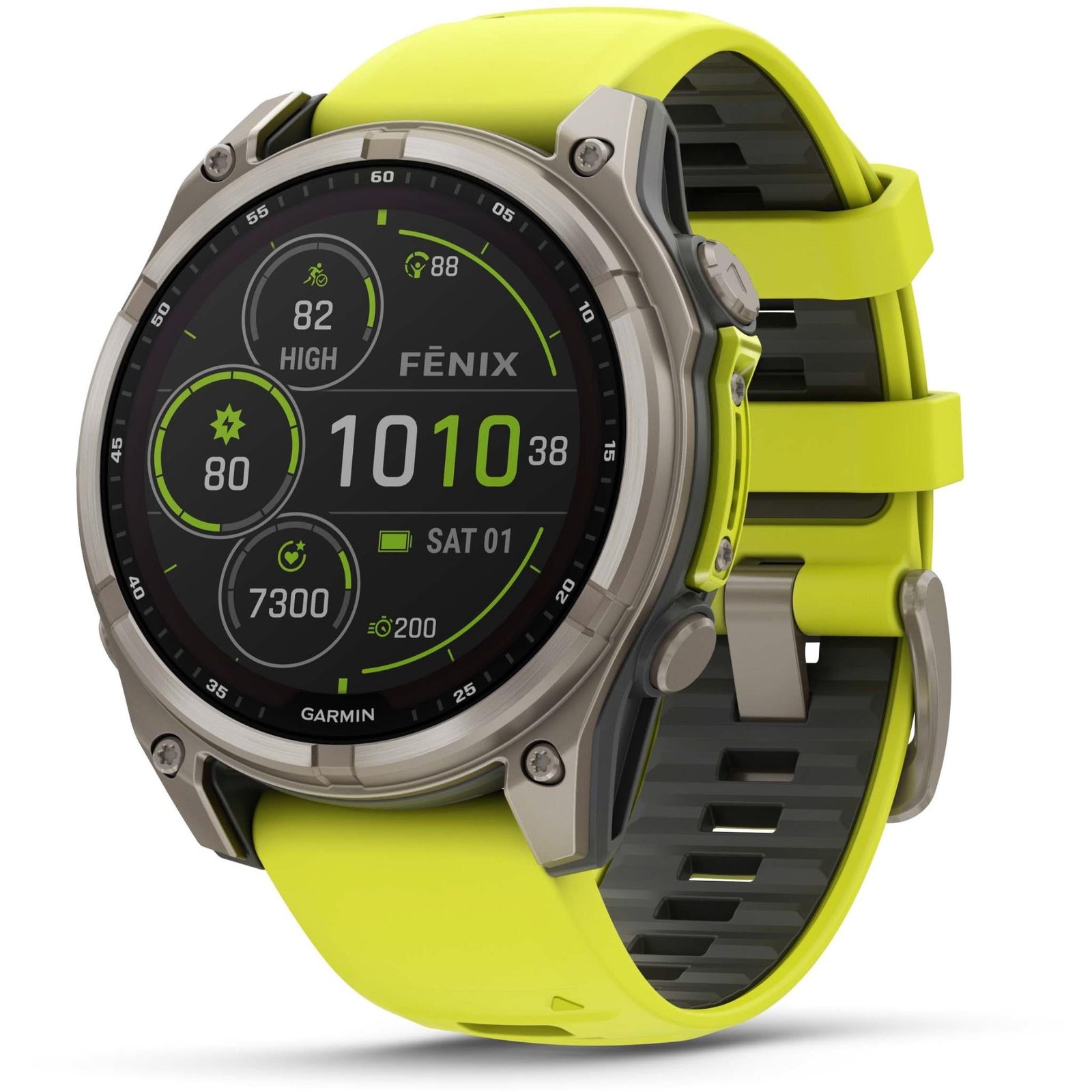 781488-Product-0-I-638596440607412016.jpg Garmin fenix® 8 47mm SOLAR Sapphire Edition Bare Titanium with Amp Yellow + Graphite Band - Image 1
