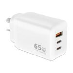 Sansai 65W GaN Charger Fast 3-Port USB-C USB-A Charging Travel Adapter