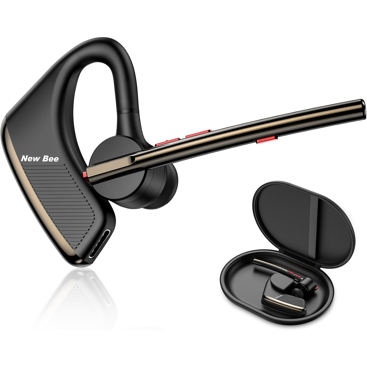 7e89a9bc58f34c5ea1b82beb9c6dfdd4.png New Bee Bluetooth Headset 24H Talktime Noise-Cancelling - Image 1