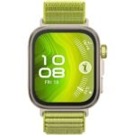 Huawei Fit 4 Pro Gold Aluminium Case Watch (Green Waven Sport Strap) - Image 2