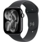 Apple Watch Series 11 46mm Jet Black Aluminium Case GPS + Cellular Sport Band (S/M) [Black]
