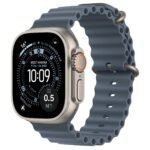 Apple Watch Ultra 3 49mm Natural Titanium Case GPS + Cellular Ocean Band (Anchor Blue)