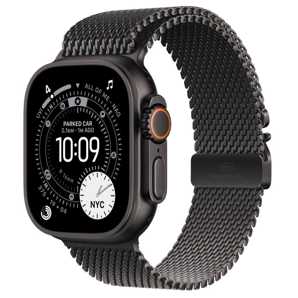 Apple Watch Ultra 3 49mm Black Titanium Case GPS + Cellular Milanese Loop (Large)