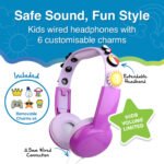 Laser Kids Volume Limited Wired Headphones With Charms (Pink) - Image 4