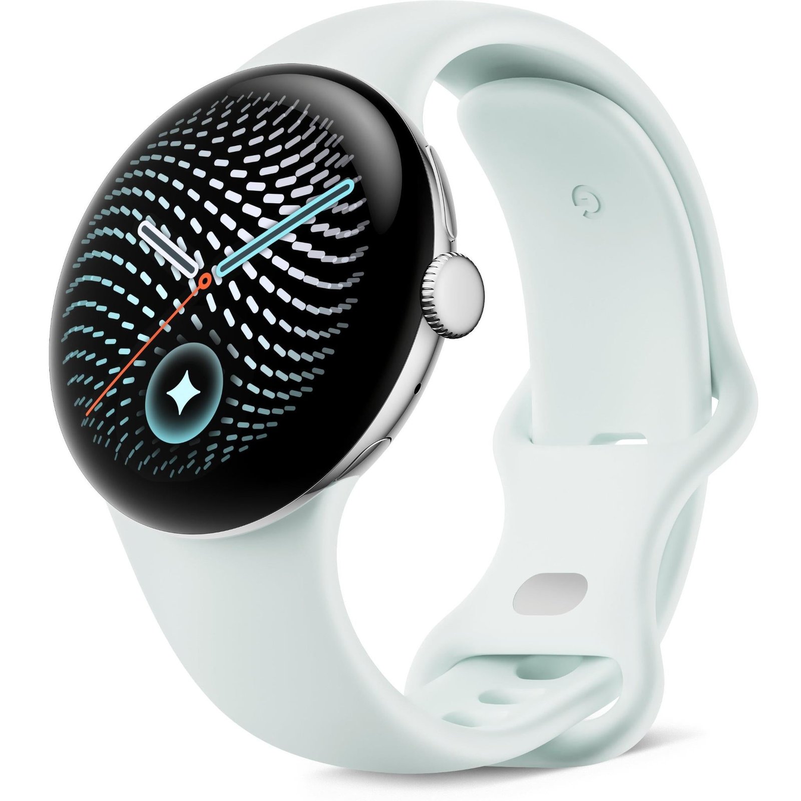 907341-Product-0-I-639216533406891844.jpg Google Pixel Watch 5 41mm (Polished Silver/Fog Active Band 2nd Gen) - Image 1