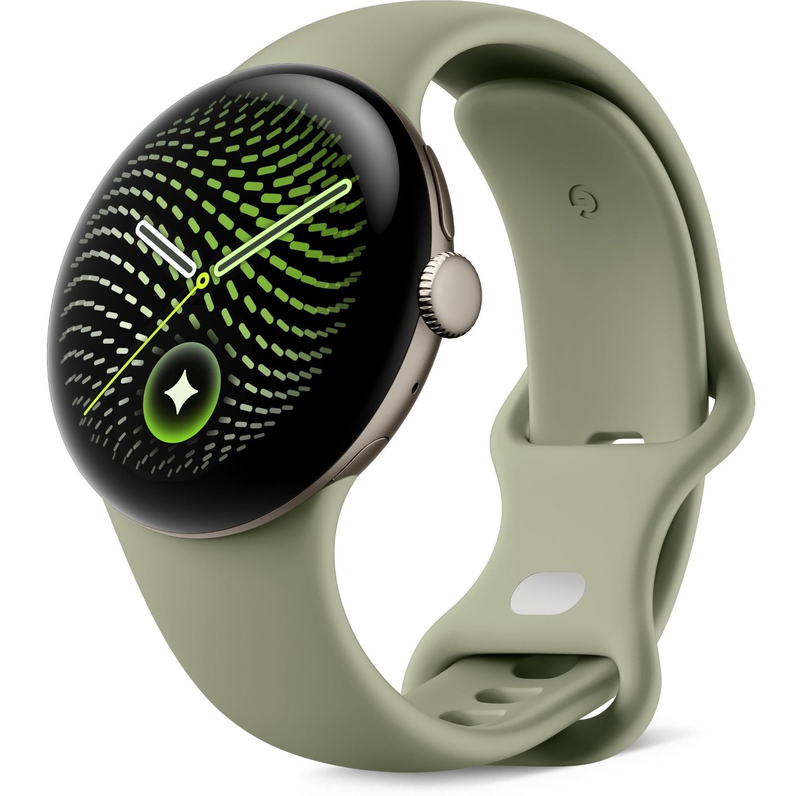 907347-Product-0-I-639216537603000362.jpg Google Pixel Watch 5 45mm (Satin Pyrite/Olive Active Band 2nd Gen) - Image 1