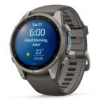 Garmin fenix 9 43mm Titanium with Pebble Grey Silicone Band - Image 5