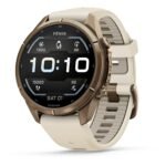 Garmin fenix 9 Pro 43mm Autumn Gold Titanium with Cream/French Grey Silicone Band