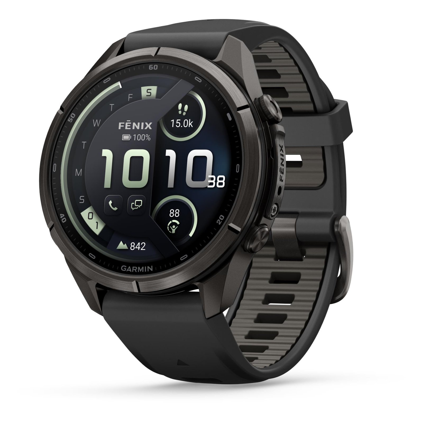 911646-Product-0-I-639234062403318878.jpg Garmin fenix 9 Pro InReach 43mm Carbon Grey DLC with Black/Pebble Grey Silicone Band - Image 1