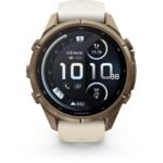 Garmin fenix 9 Pro InReach 43mm Autumn Gold Titanium with Cream/French Grey Silicone Band - Image 2
