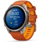 Garmin fenix 9 Pro 47mm (Titanium with Autumn Orange/Spark Orange Silicone Band) - Image 6