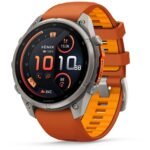 Garmin fenix 9 Pro InReach 47mm Titanium with Autumn Orange/Spark Orange Silicone Band