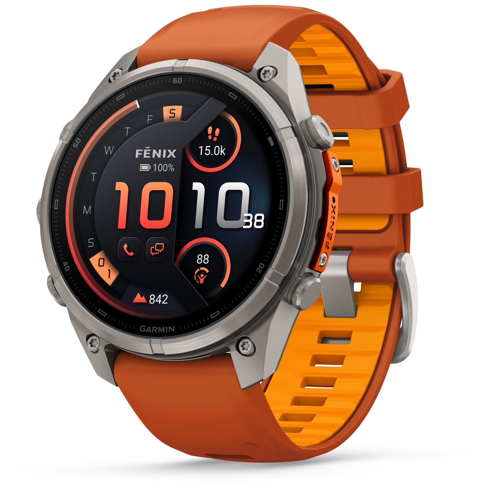 Garmin fenix 9 Pro InReach 47mm Titanium with Autumn Orange/Spark Orange Silicone Band 1 Garmin fenix 9 Pro InReach 47mm Titanium with Autumn Orange/Spark Orange Silicone Band