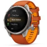 Garmin fenix 9 Pro InReach 47mm Titanium with Autumn Orange/Spark Orange Silicone Band - Image 4